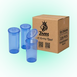 19 Dram Transparent Blue Pop Top Containers – 225 Pack | PP Plastic | 7 x 3.8 cm
