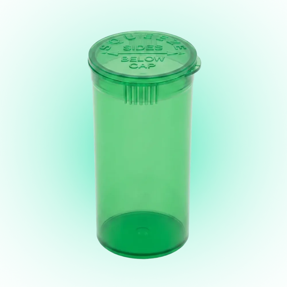 19 Dram Transparent Green Pop Top Containers – 225 Pack | PP Plastic | 7 x 3.8 cm