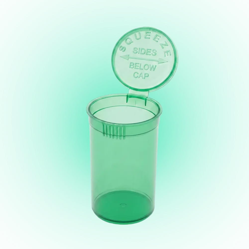 19 Dram Transparent Green Pop Top Containers – 225 Pack | PP Plastic | 7 x 3.8 cm