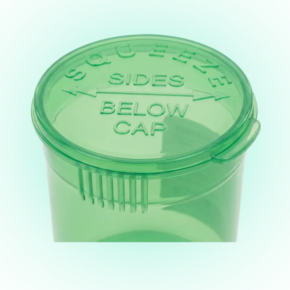 19 Dram Transparent Green Pop Top Containers – 225 Pack | PP Plastic | 7 x 3.8 cm