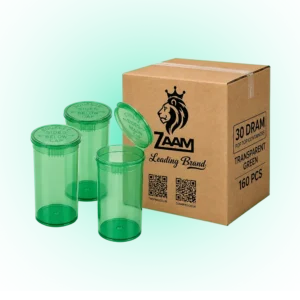 Transparent Green 30 Dram Pop Top Containers – 160 Pcs | PP Plastic Squeeze-to-Open Storage Tubes, 70mm x 47mm