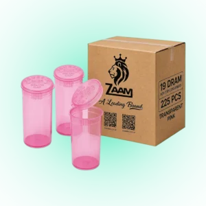 Transparent Pink 19 Dram Pop Top Containers – 225 Pcs | PP Plastic Squeeze-to-Open Storage Tubes, 70mm x 38mm