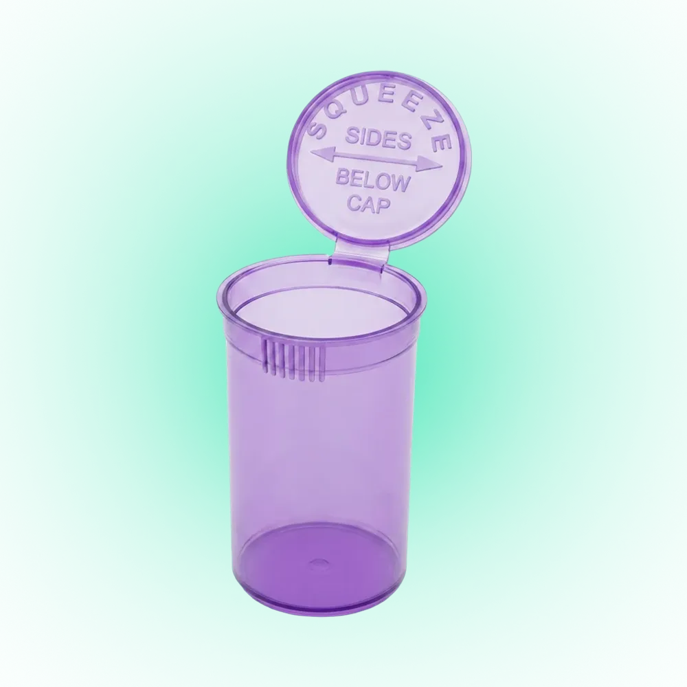 Transparent Purple 19 Dram Pop Top Containers – 225 Pcs | PP Plastic Squeeze-to-Open Storage Tubes, 70mm x 38mm