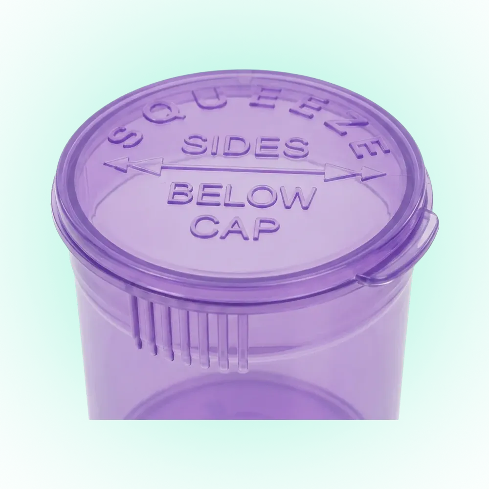 Transparent Purple 19 Dram Pop Top Containers – 225 Pcs | PP Plastic Squeeze-to-Open Storage Tubes, 70mm x 38mm