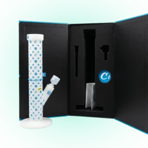 Cookies Cookie V Straight Glass Pipe – White & Blue