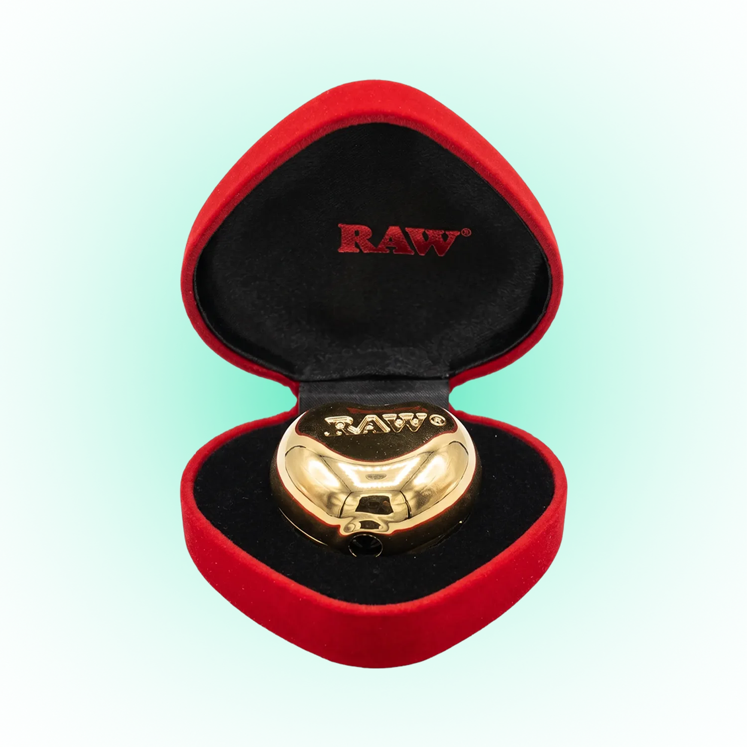 RAW Heart-Shaped Glass Ashtray with Red Gift Case – Gold & Clear